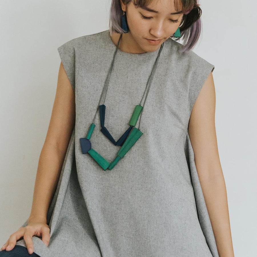 Quadrangle Q2 Adjustable Necklace / Forest Mix