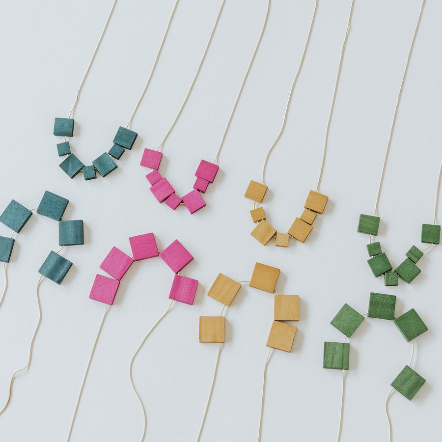 Mia Series 2 Square 2 Chain Necklace / Magenta