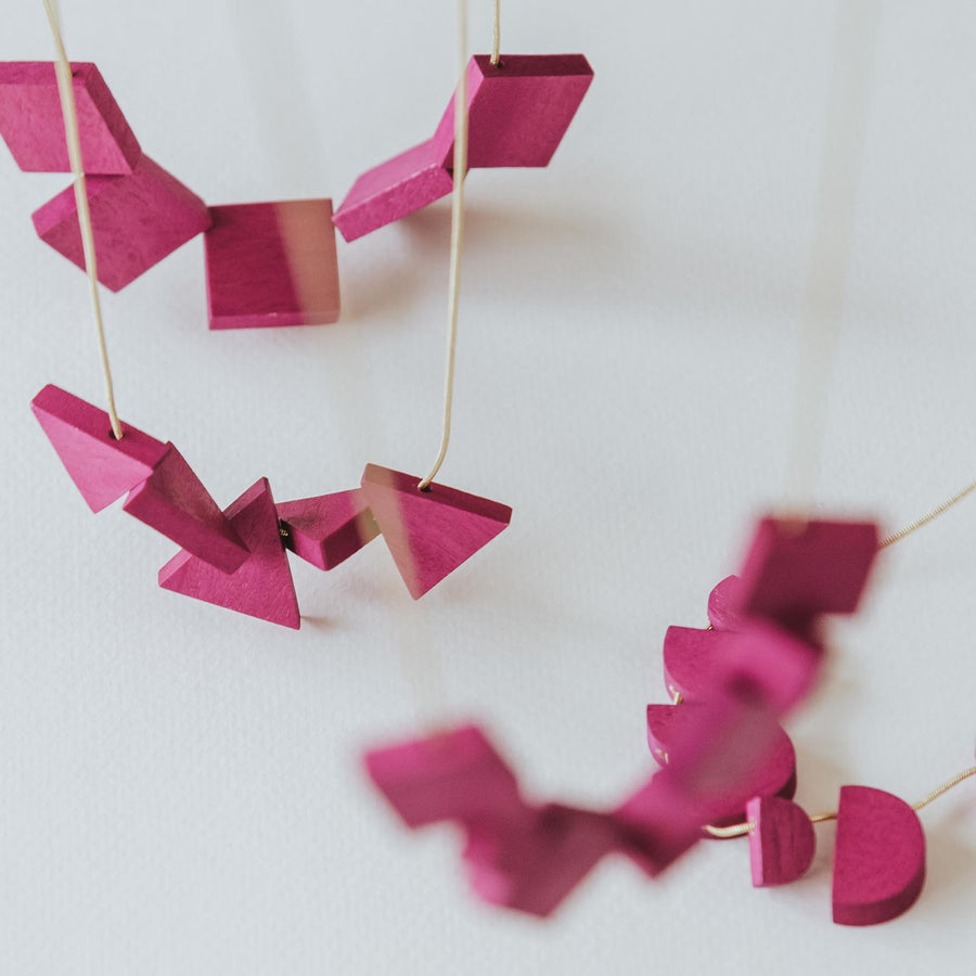Mia Series 2 Square 2 Chain Necklace / Magenta
