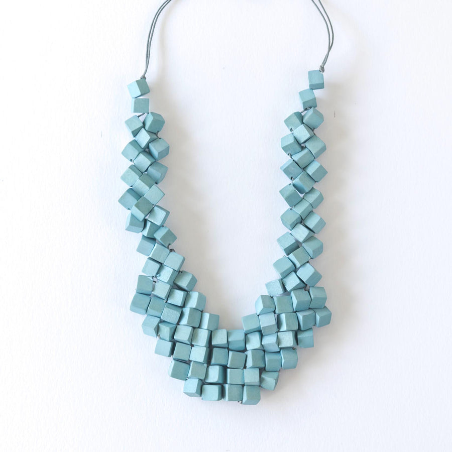 Cube Adjustable Necklace / Blue