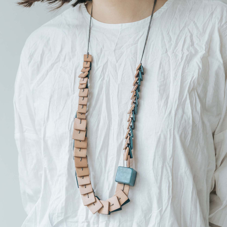 Stacked Adjustable Necklace / Teal