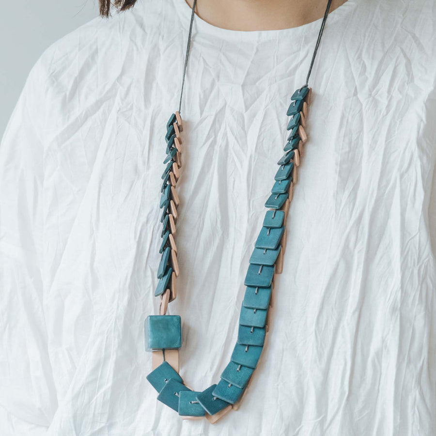 Stacked Adjustable Necklace / Teal