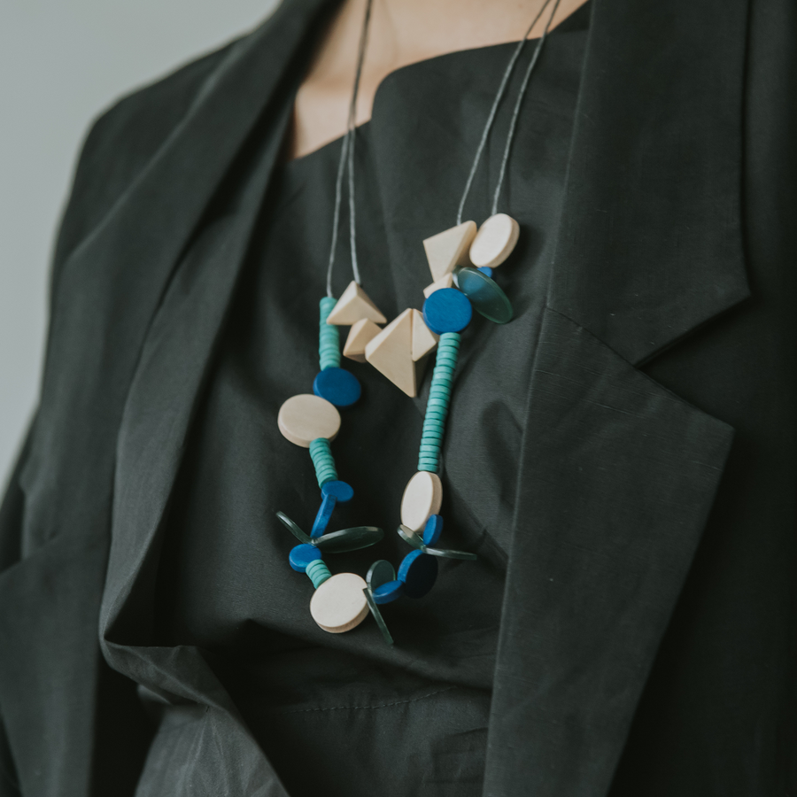 WoonHung x H&M / Blossom Adjustable Necklace / Turquoise Mix